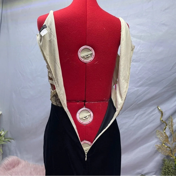 Venus sequence beaded tan top velvet skirt body on evening/club dress size 2 - Picture 2 of 16